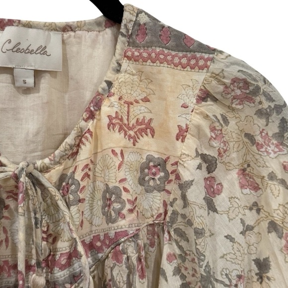Cleobella Helena Babydoll Blouse in Ivory and Pink Floral Women’s Size S - Picture 6 of 12
